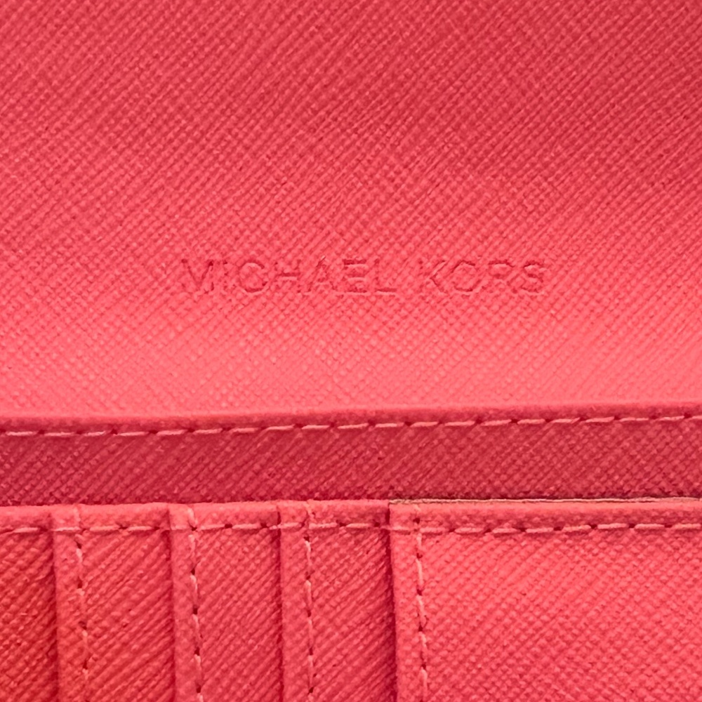 Michael Kors Jet Set Travel Large Trifold Wallet Grapefruit Pink - Picture 7 of 16